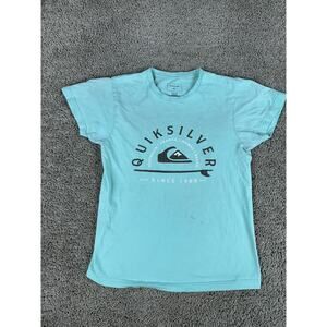 Quiksilver Shirt Womens Small Teal Black Mountain And Wave Short Sleeve READ